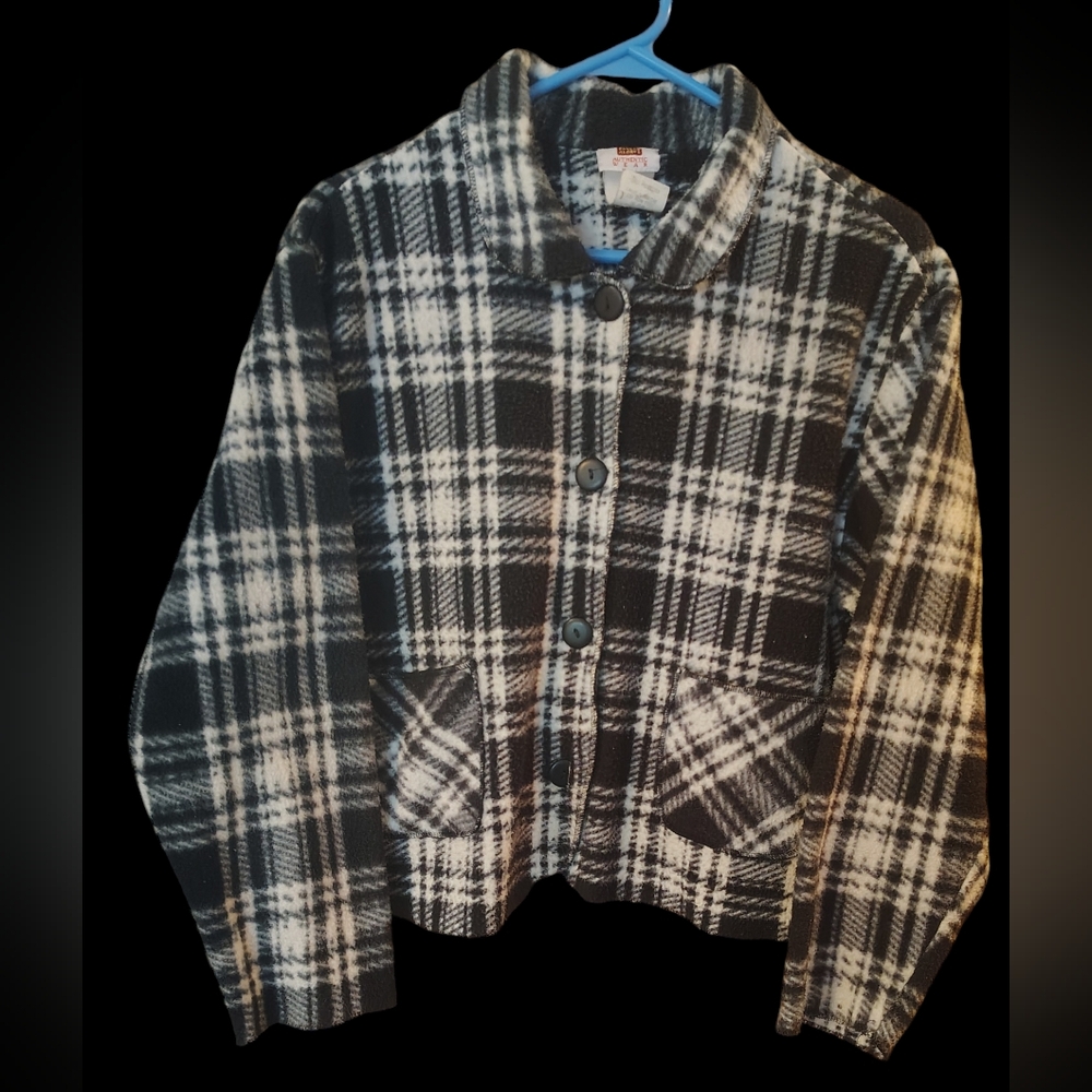 Faded Glory Women's Button Up Black and White Plaid Outerwear XL